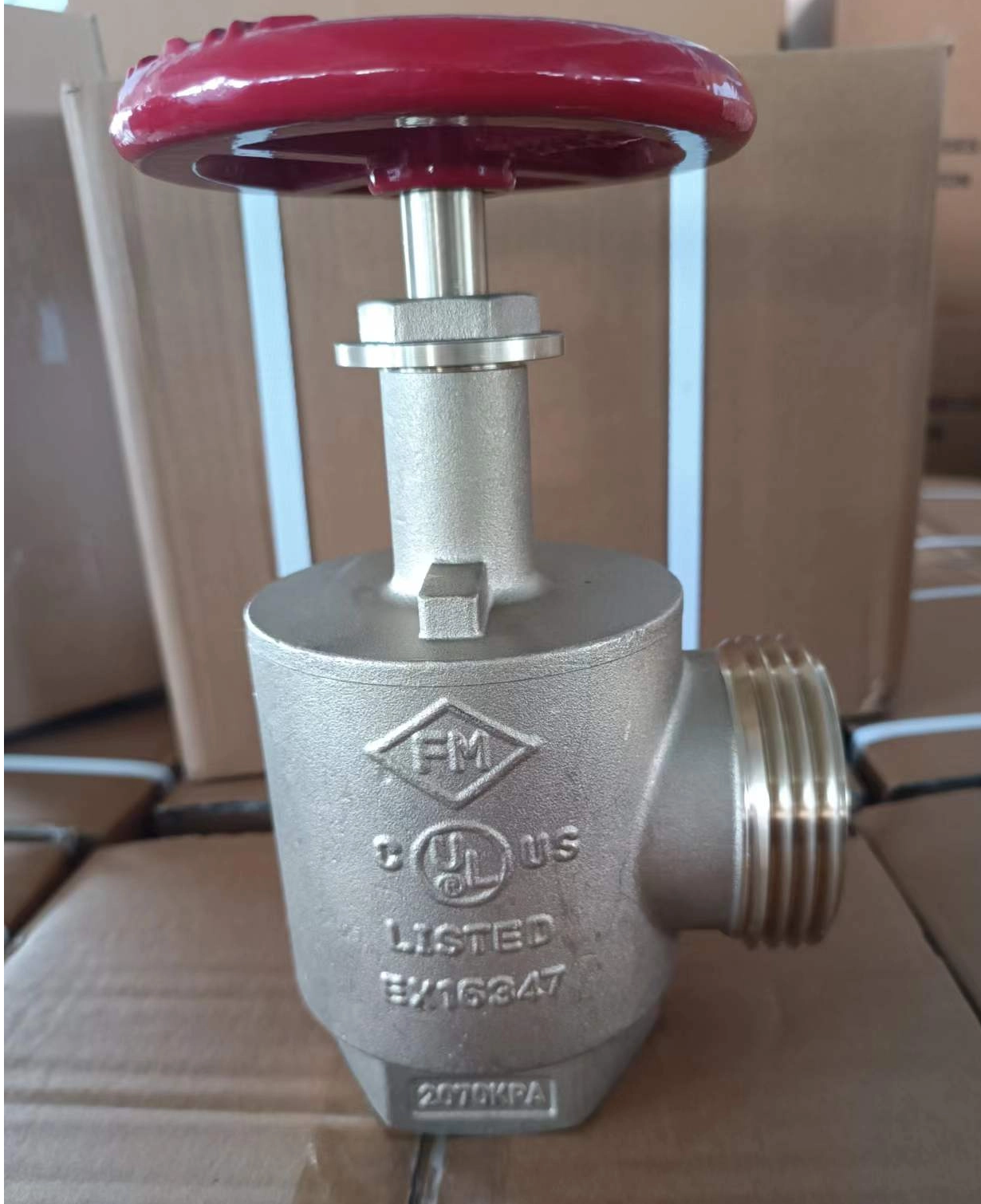 FM UL Listed 2-1/2" Brass Fire Hose Angle Valve | 300PSI (2070KPA) 90° Fire Protection Valve 