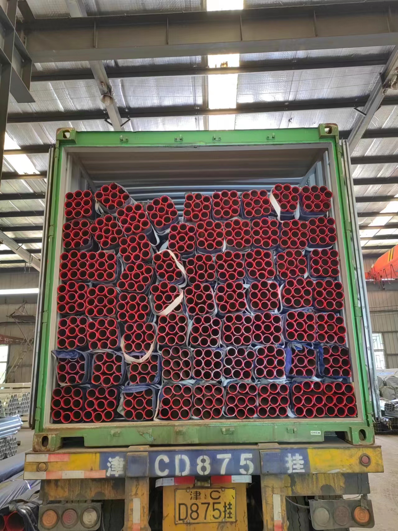Epoxy Powder Paint RAL3000 Welded Steel Pipe were Delivered for Fire Protection System